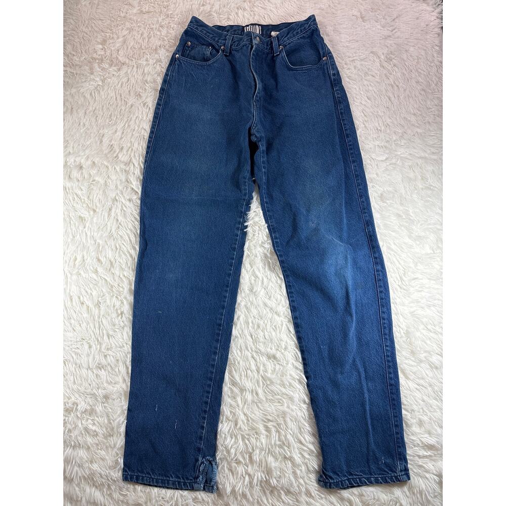 Vintage IOU 90s High Rise Mom Jeans Blue Distressed Denim Straight Leg USA 31x34